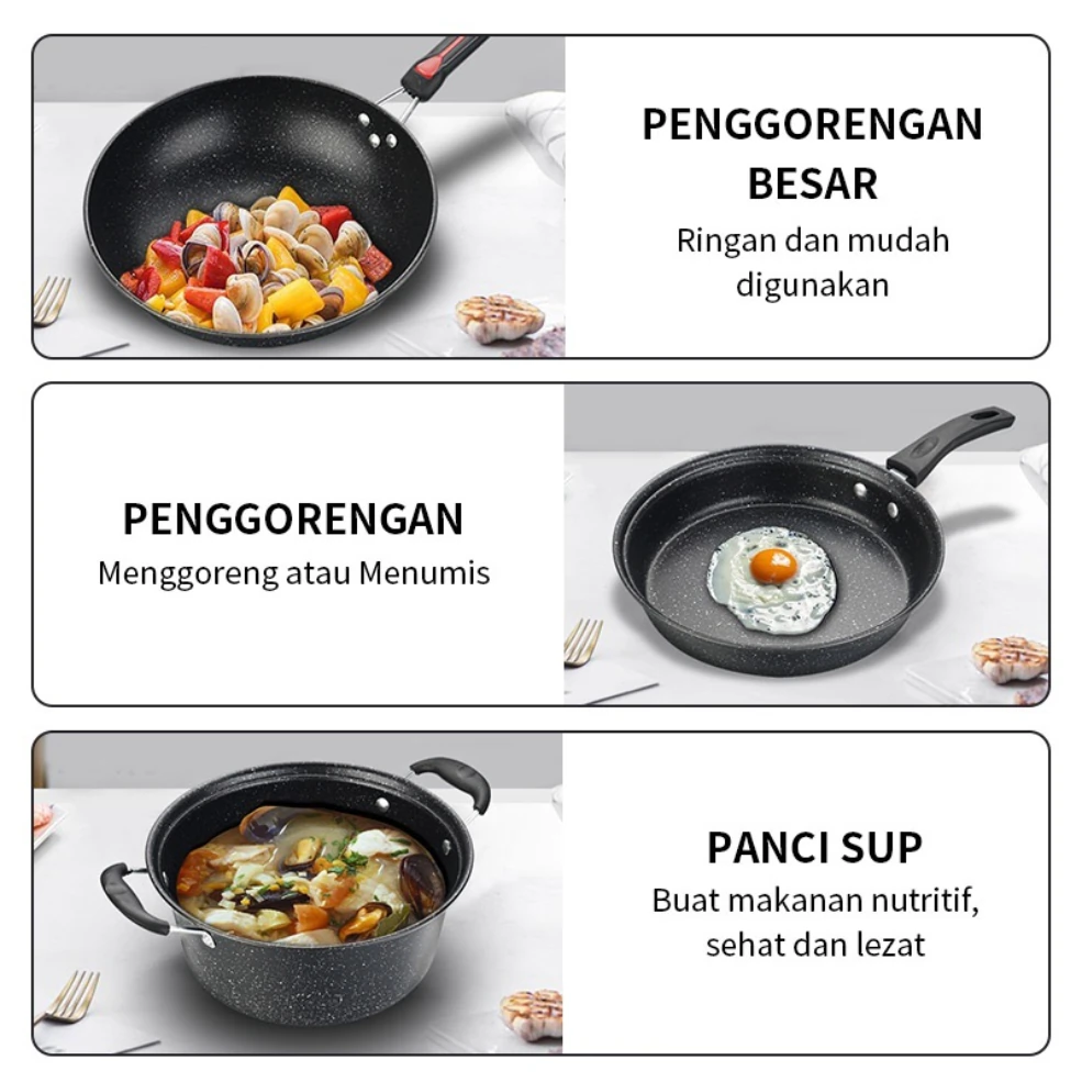 Set Panci Wajan Multifungsi 3 in 1
