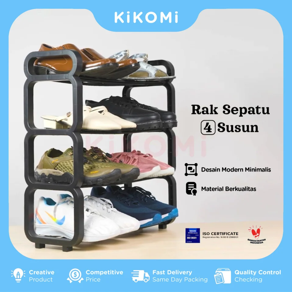 Rak Sepatu & Sandal Minimalis 4 Susun Kikomi
