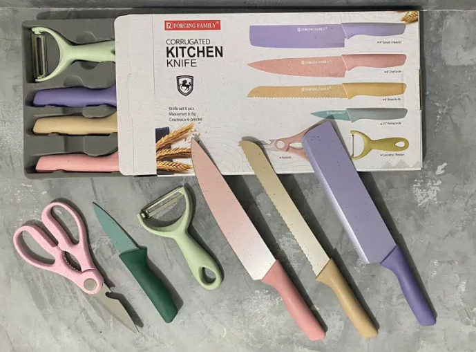 Set Pisau Dapur 6 Pcs Box Kecil Warna Ceria