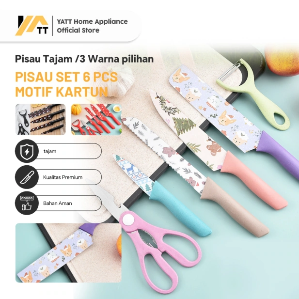 Set Pisau Dapur Kartun Lucu 6 Pcs