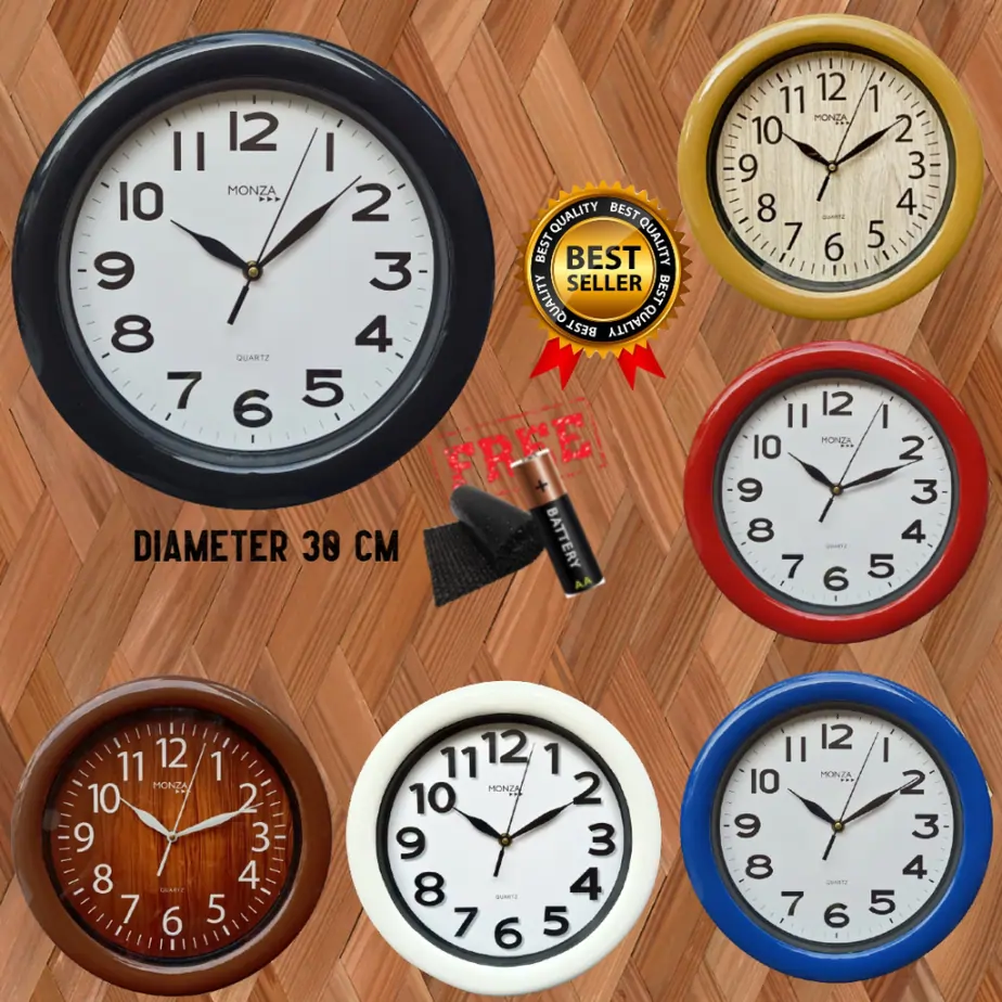 Jam Dinding Bulat Minimalis Warna Hitam Putih 30 cm
